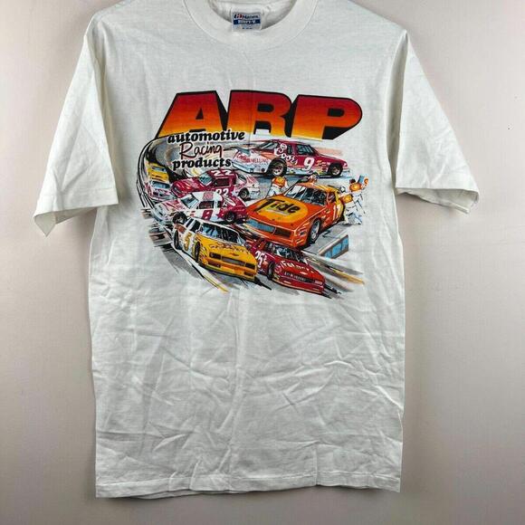 Vintage 80s ARP Racing Car T Shirt Adult M White Mens 1980’s - Picture 1 of 8